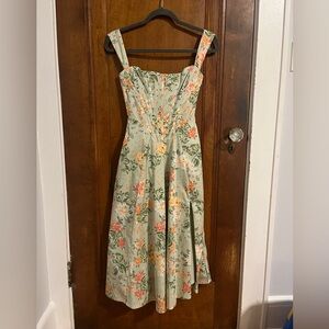 House of CB Corseted Floral Print Green Dress